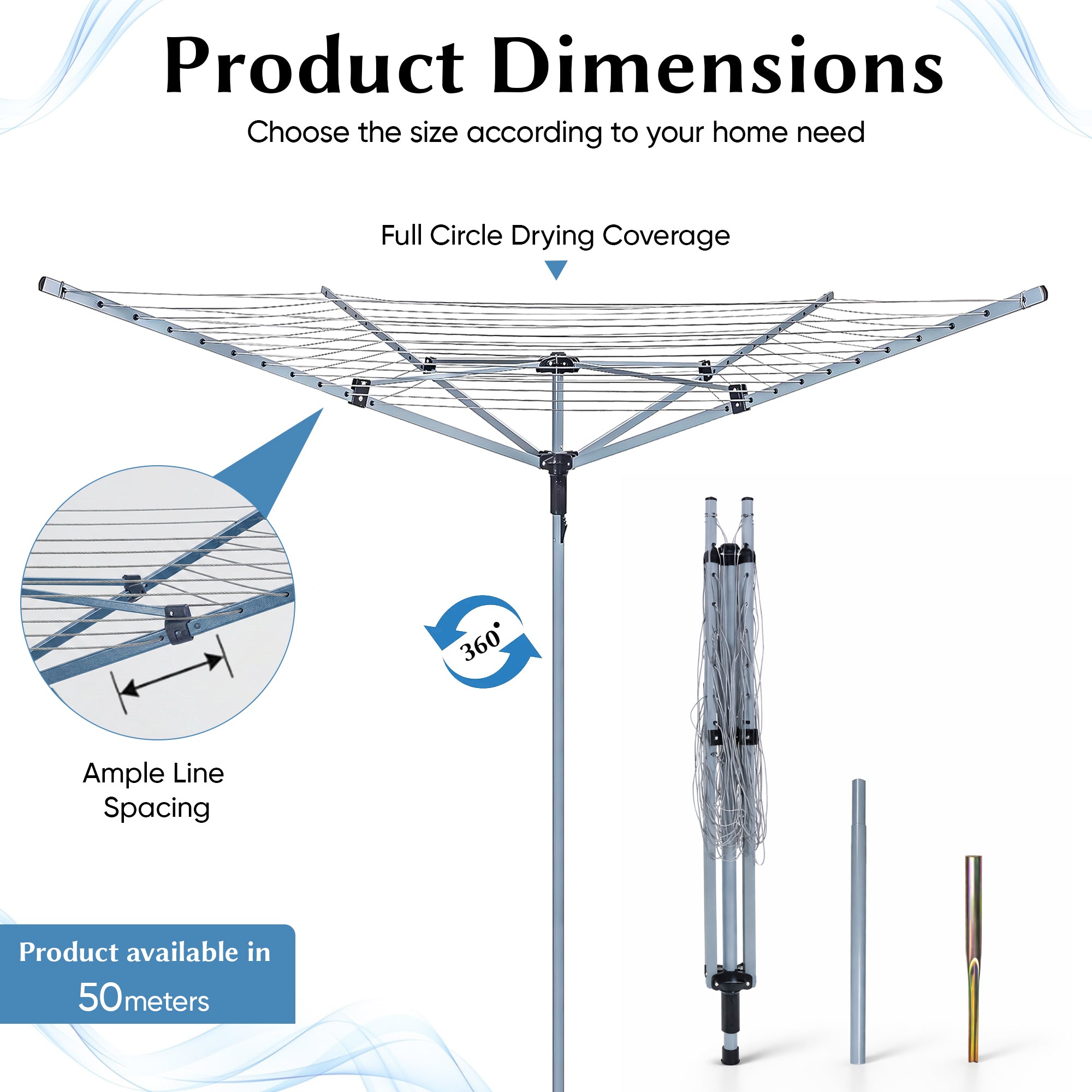 50.jpg 50m Steel Rotary Airer - Image 1