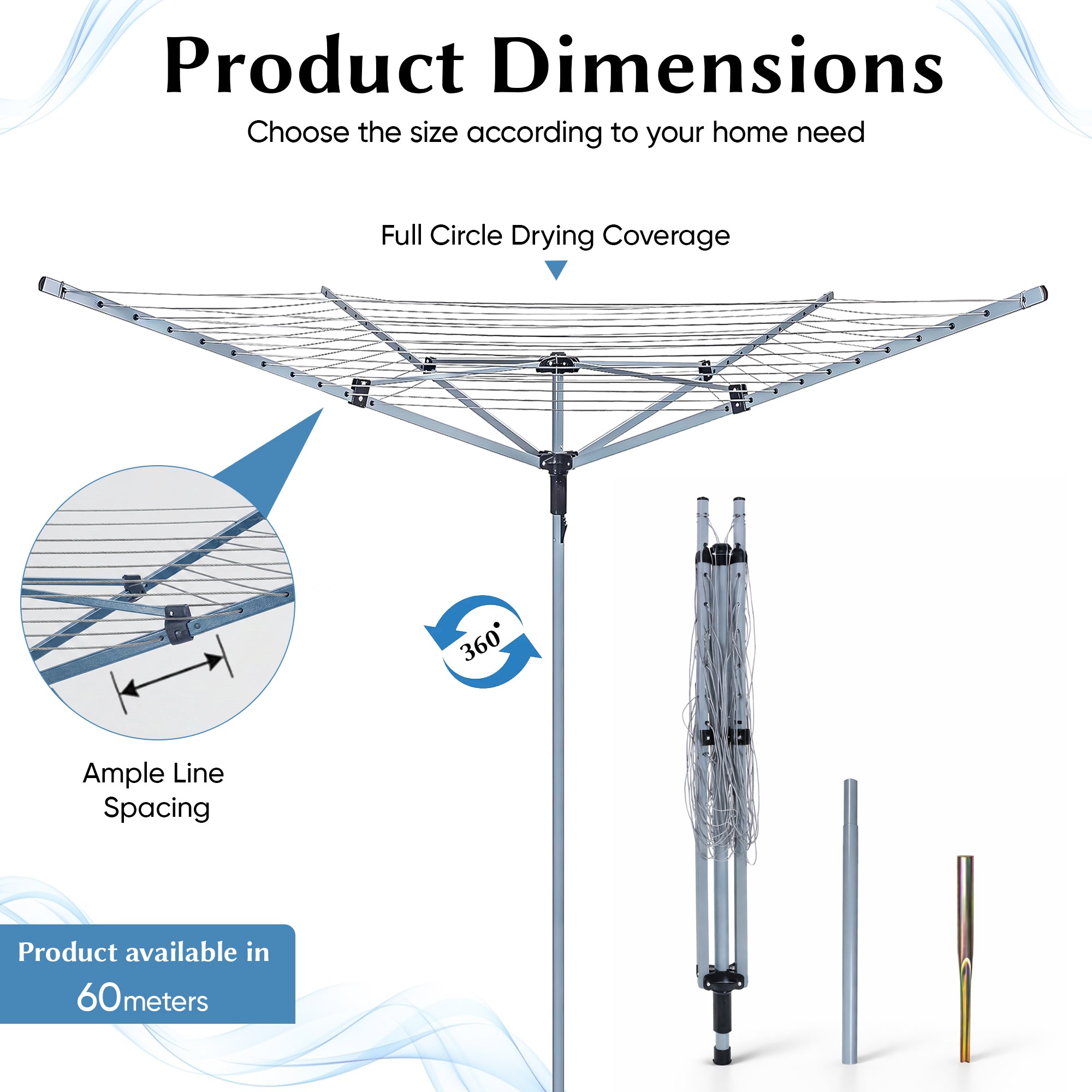 60.jpg 60m Steel Rotary Airer - Image 1