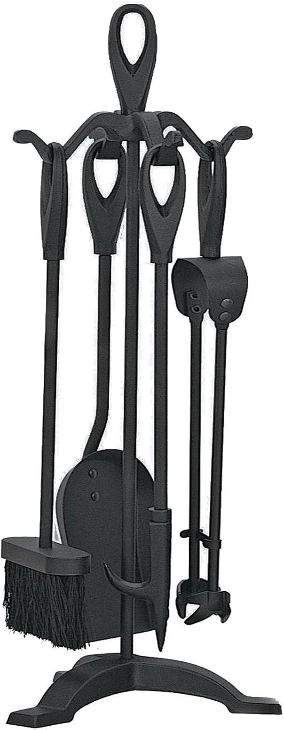 71g_pZsbOqL._AC_SL1500.jpg 5 Pieces Companion Set Fireside Fire Tools Fireplace & Accessories - Black - Image 1