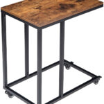 Side Table with Wheel Rustic Brown