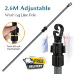 Extendable Heavy Duty Galvanised Clothes Prop Washing Line Pole 2.6m