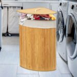 Corner Natural Bamboo Laundry Basket-natural