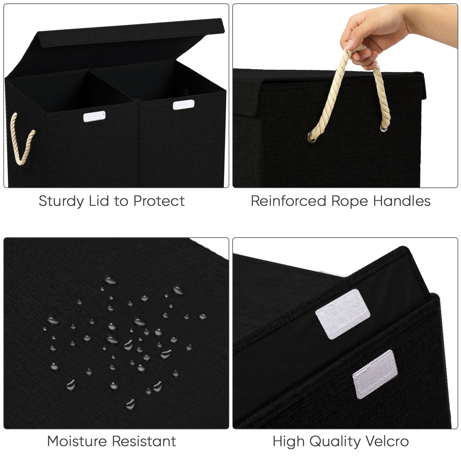 s-l1600.png Square 2 Compartment Laundry Basket - Black - Image 1