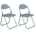Folding Chairs Faux Leather Grey