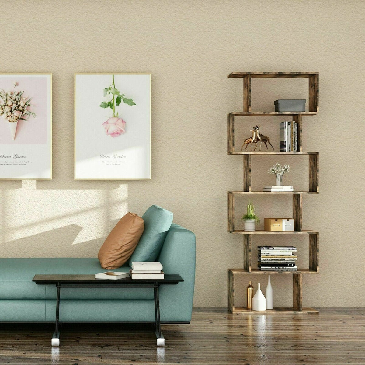 s-l1600_4__3_3.jpg 6 Cube Book Shelf -walnut - Image 1