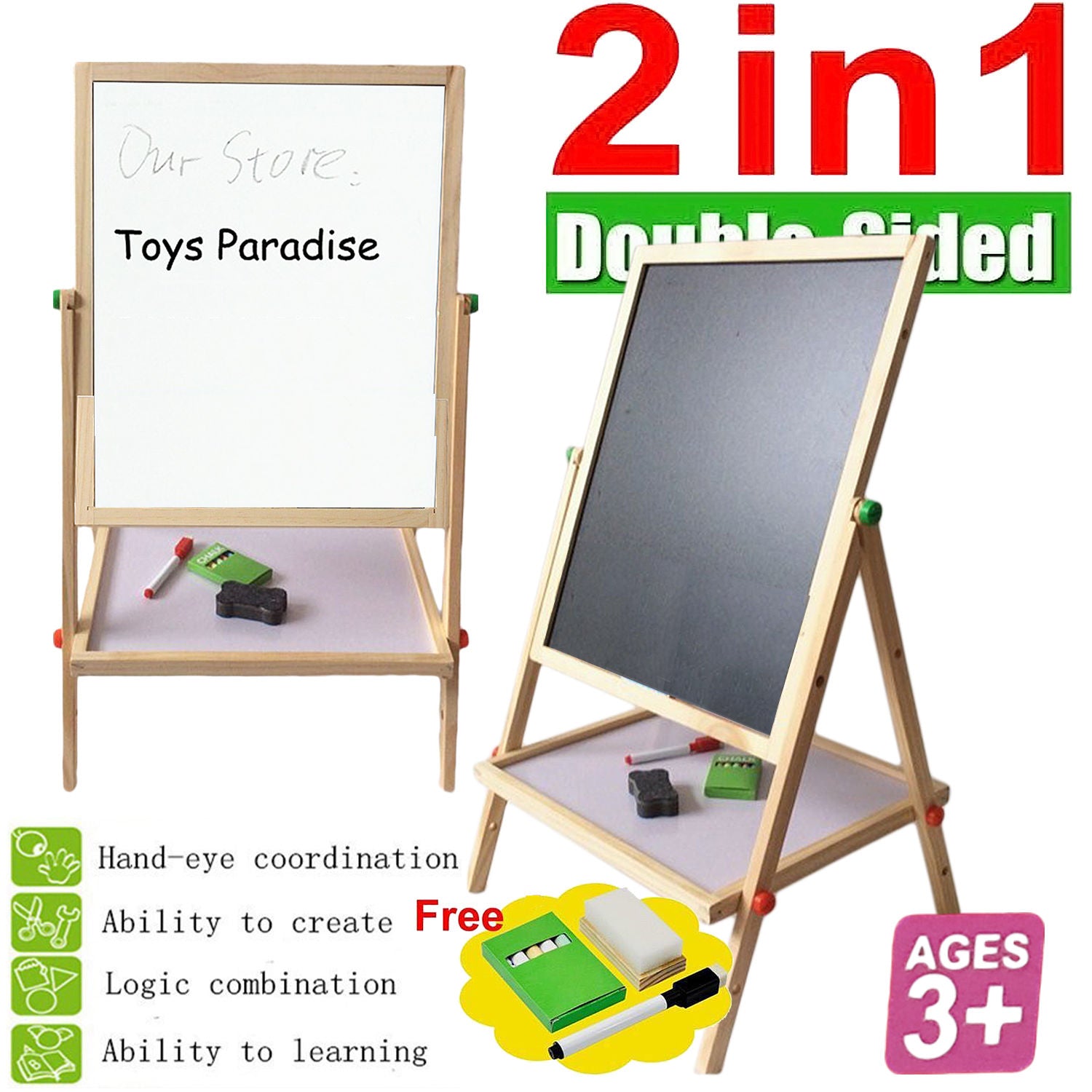 sil-139.jpg Wooden Easel with Accessory 100cm - Image 1