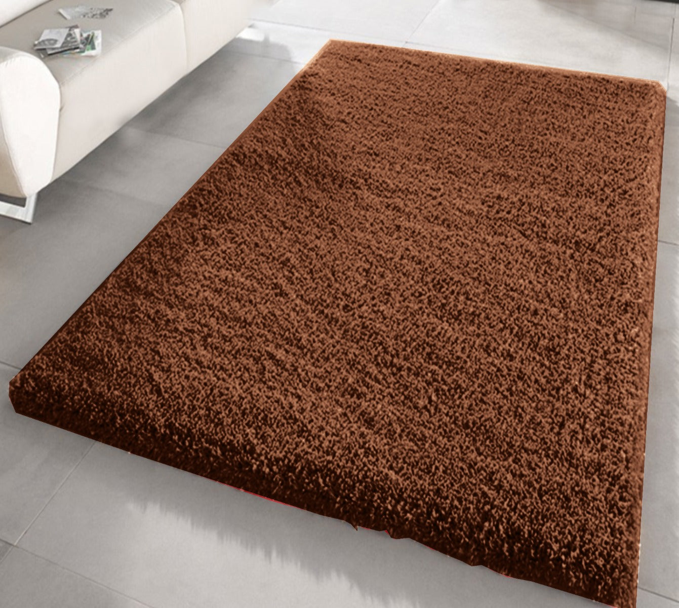 untitled-6_5.jpg Chocolate Brown Shaggy Rug - 60 x 110cm - Image 1